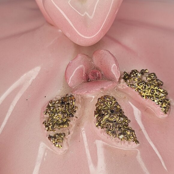 Vintage Josef Originals Trinket Box Girl Pink Dress - Picture 9 of 9